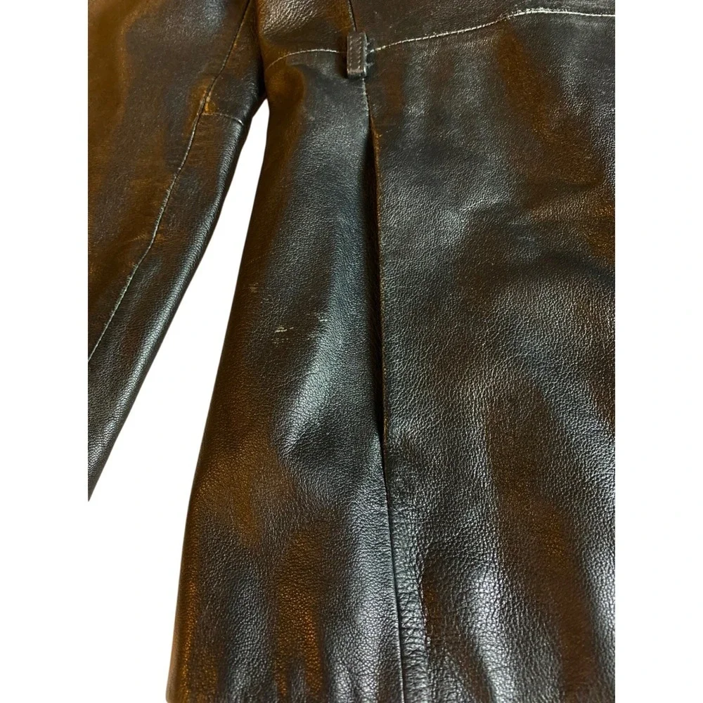 Wilsons Leather Pelle‎ Studio Black Leather Jacket Stand Collar Zip Womens Large